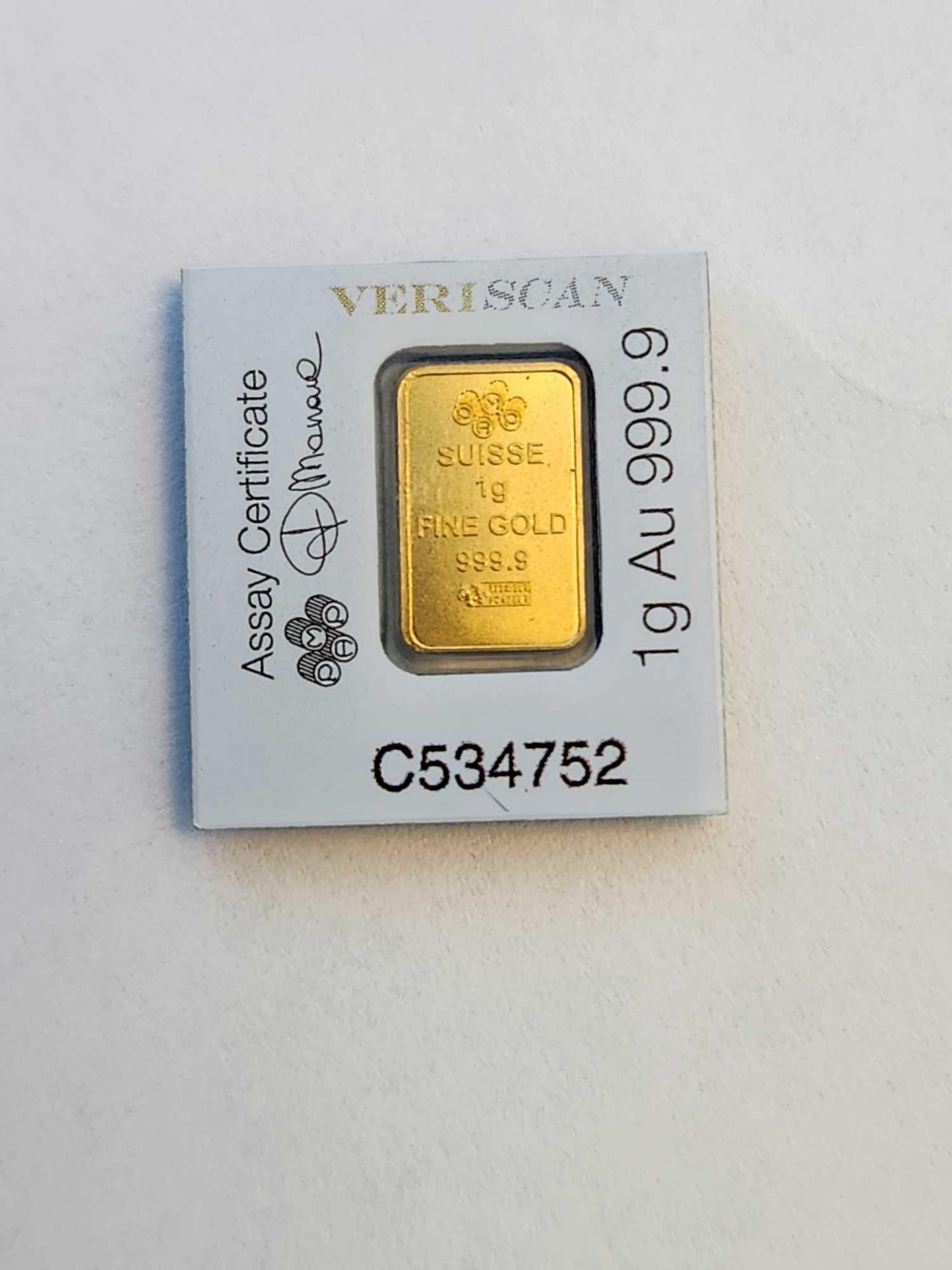 1 Gram PAMP Suisse Lady Fortuna Gold Bar