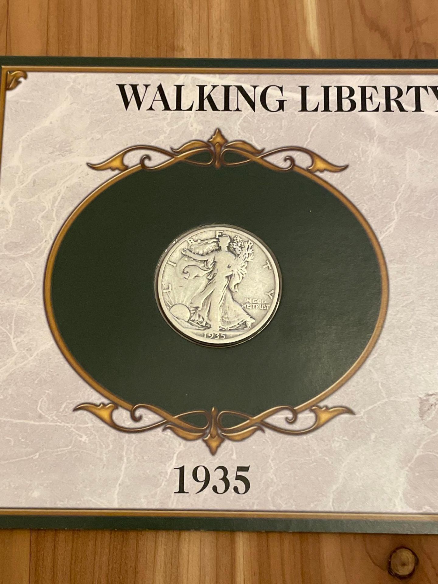1935 Walking Liberty Half-Dollar with Social Security postage stamp - Image 2 of 5