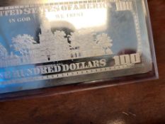 4 oz Silver Hundred Dollar Bill