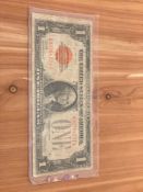 Rare 1928 $1 Legal Tender Note Red Seal Puerto Rico/Funnyback