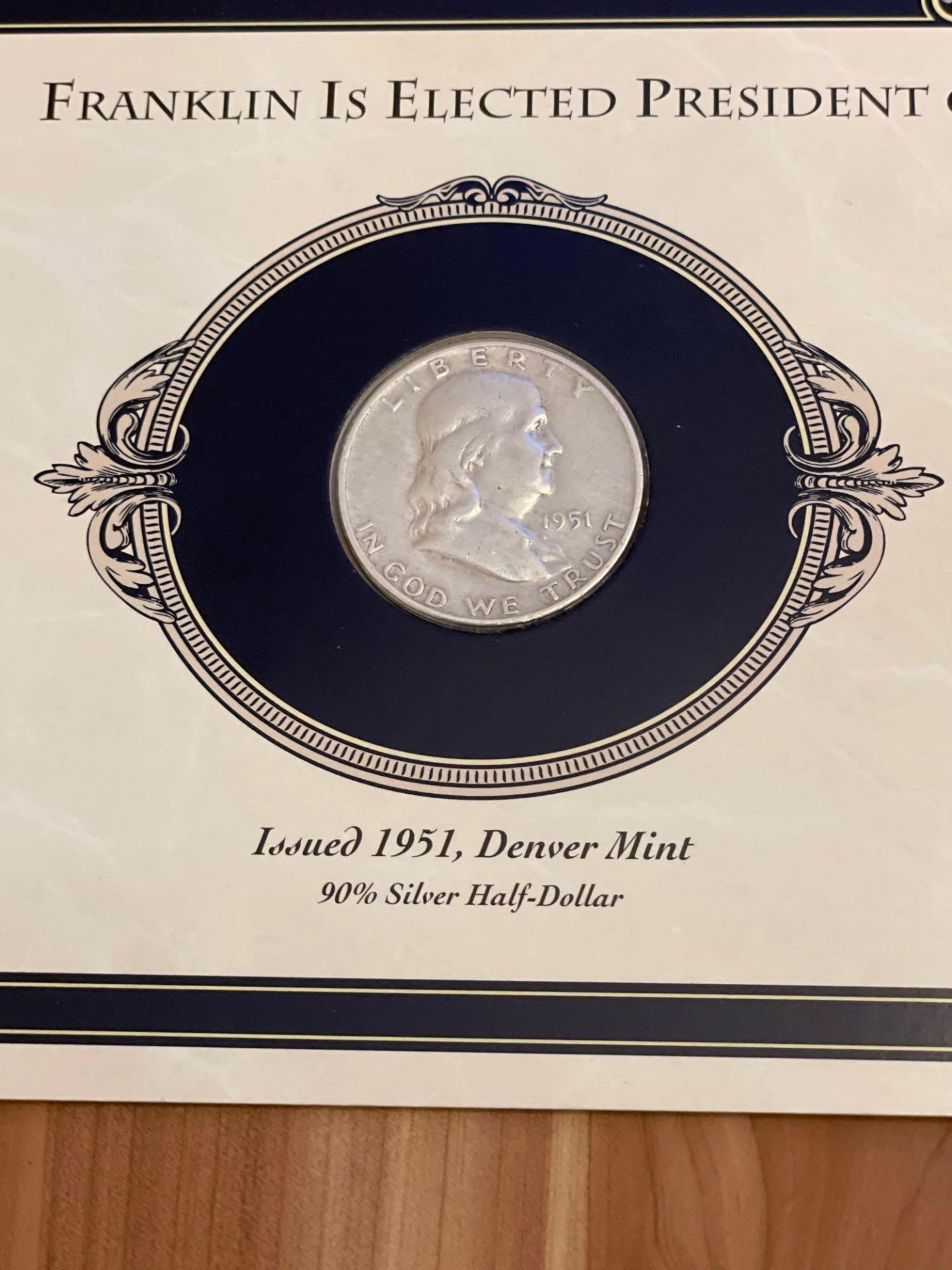 1951 Franklin Silver Half-Dollar with U.S. Land-Grant Colleges Stamp - Image 2 of 5
