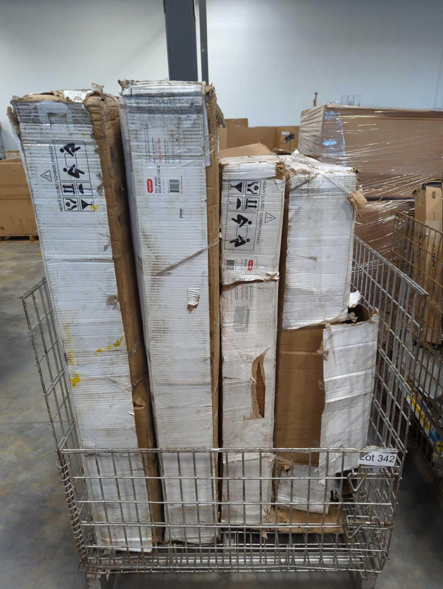 pallet of keter deck boxes