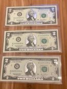 (3) 2003 $2 Foiled Federal Reserve Notes