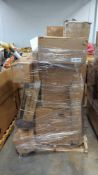 pallet of digital receiving scale furniture, miscellaneous boxes, vinyl works and more