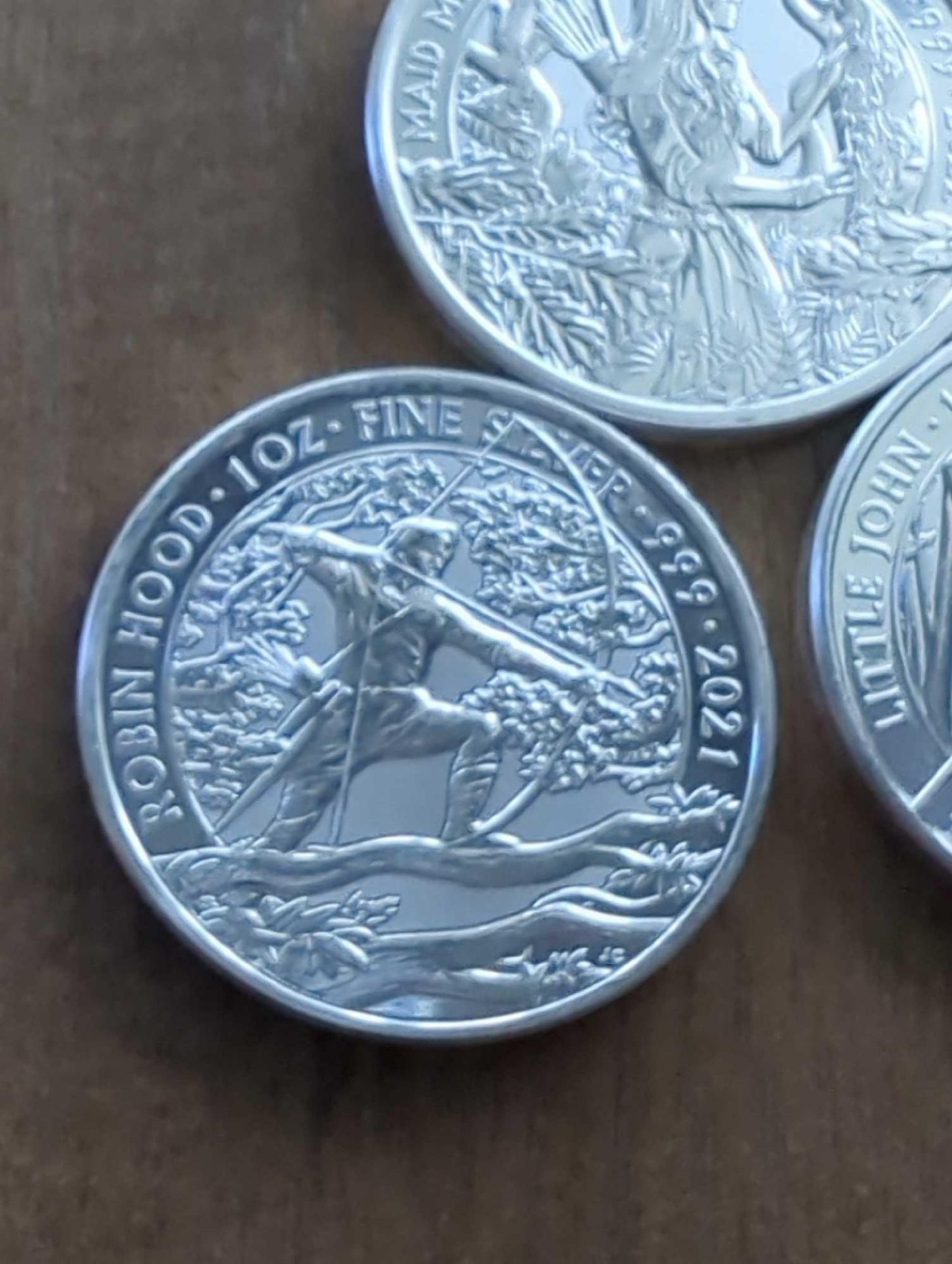 3 coin robinhood, little john, and maid marian silver set - Image 3 of 5