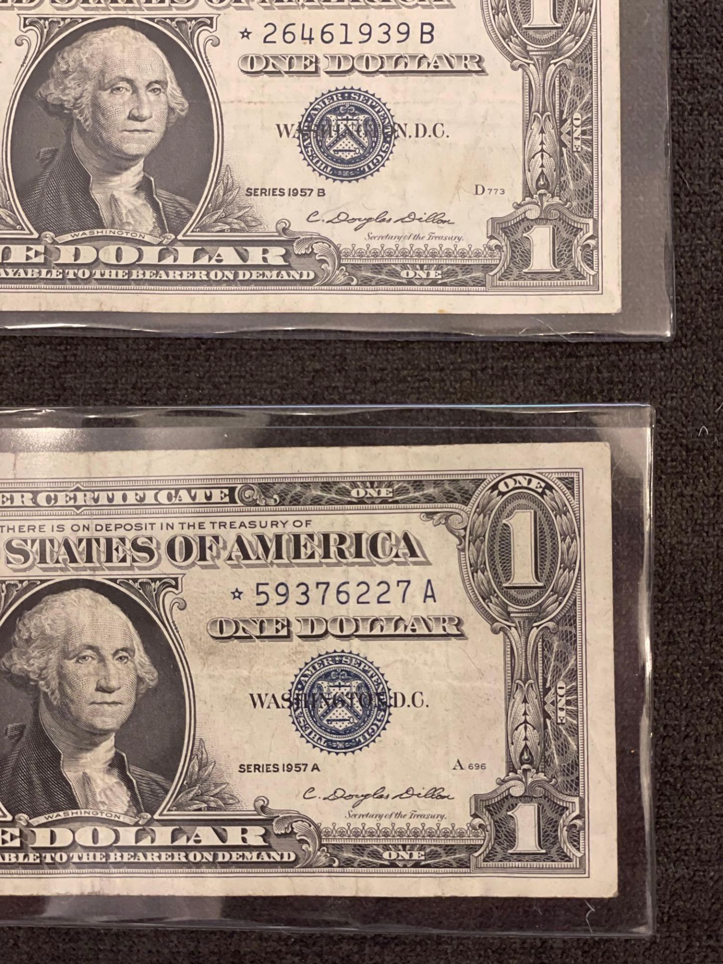 (2) 1957 A&B $1 Silver Certificate STAR Notes (very fine) - Image 2 of 3