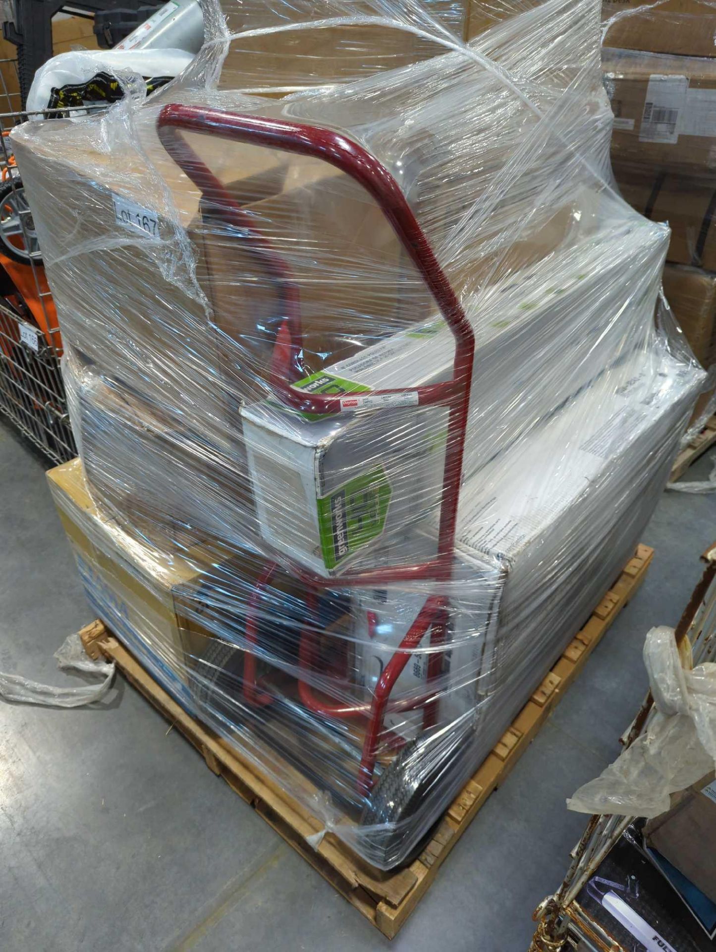 pallet of Dolly greenworks trimmer Kohler offset undermount sink, large Hayward DE filter and more - Image 2 of 5