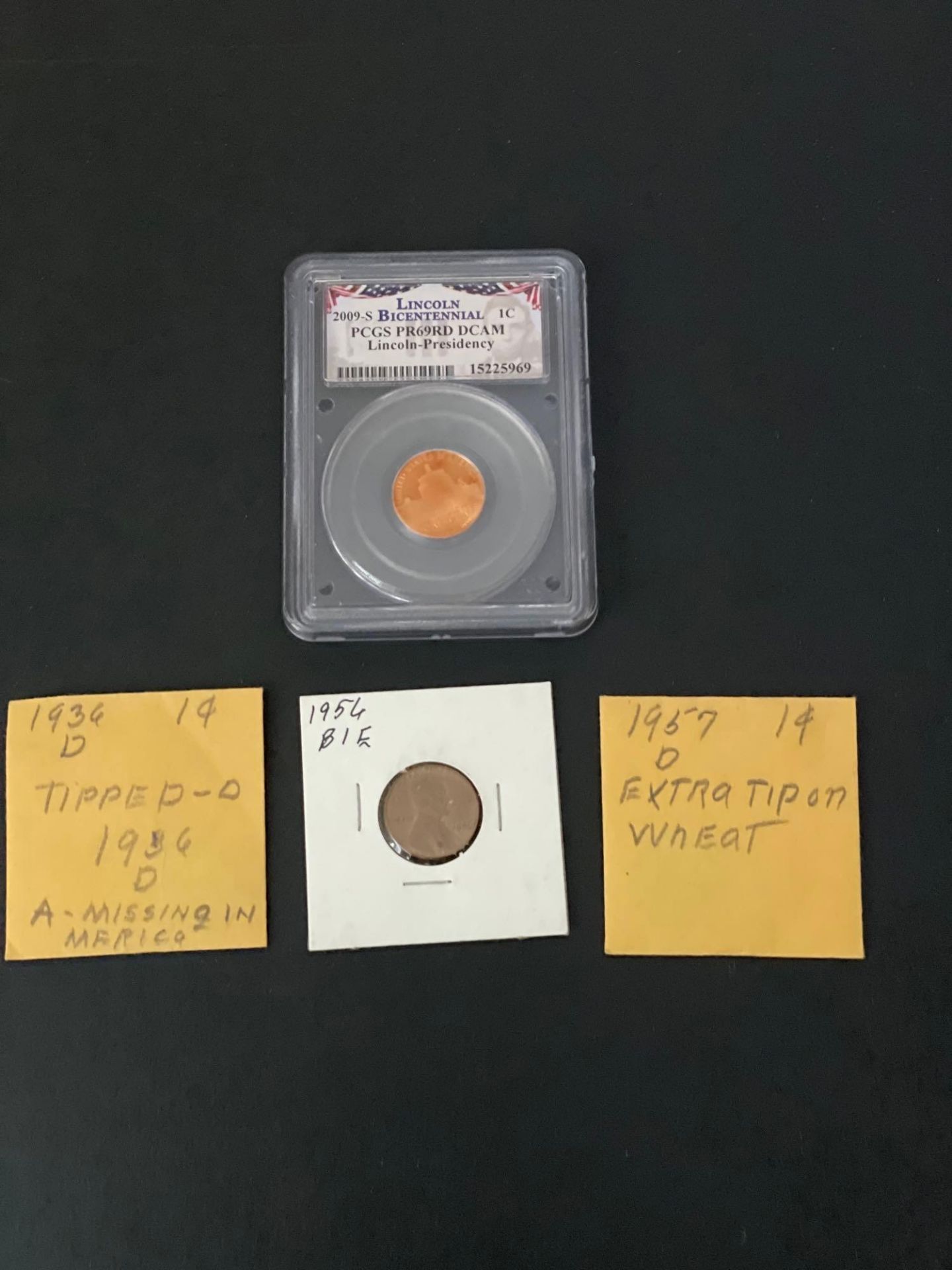 PR69 penny & error wheat back pennies