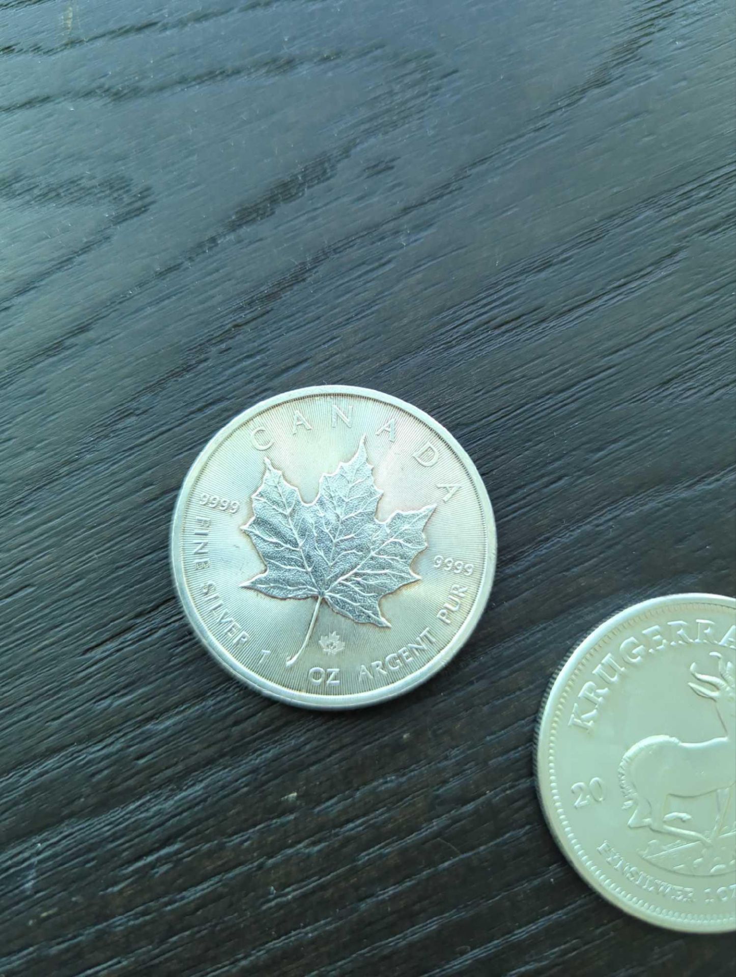 Silver Krugerrand and Maple Leaf