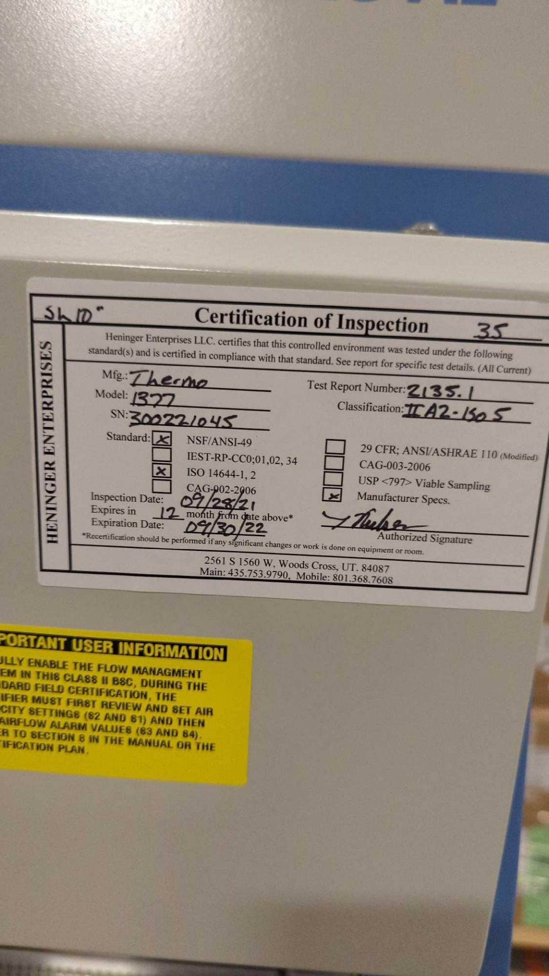 Thermo scientific 1300 series A2 - Image 4 of 7