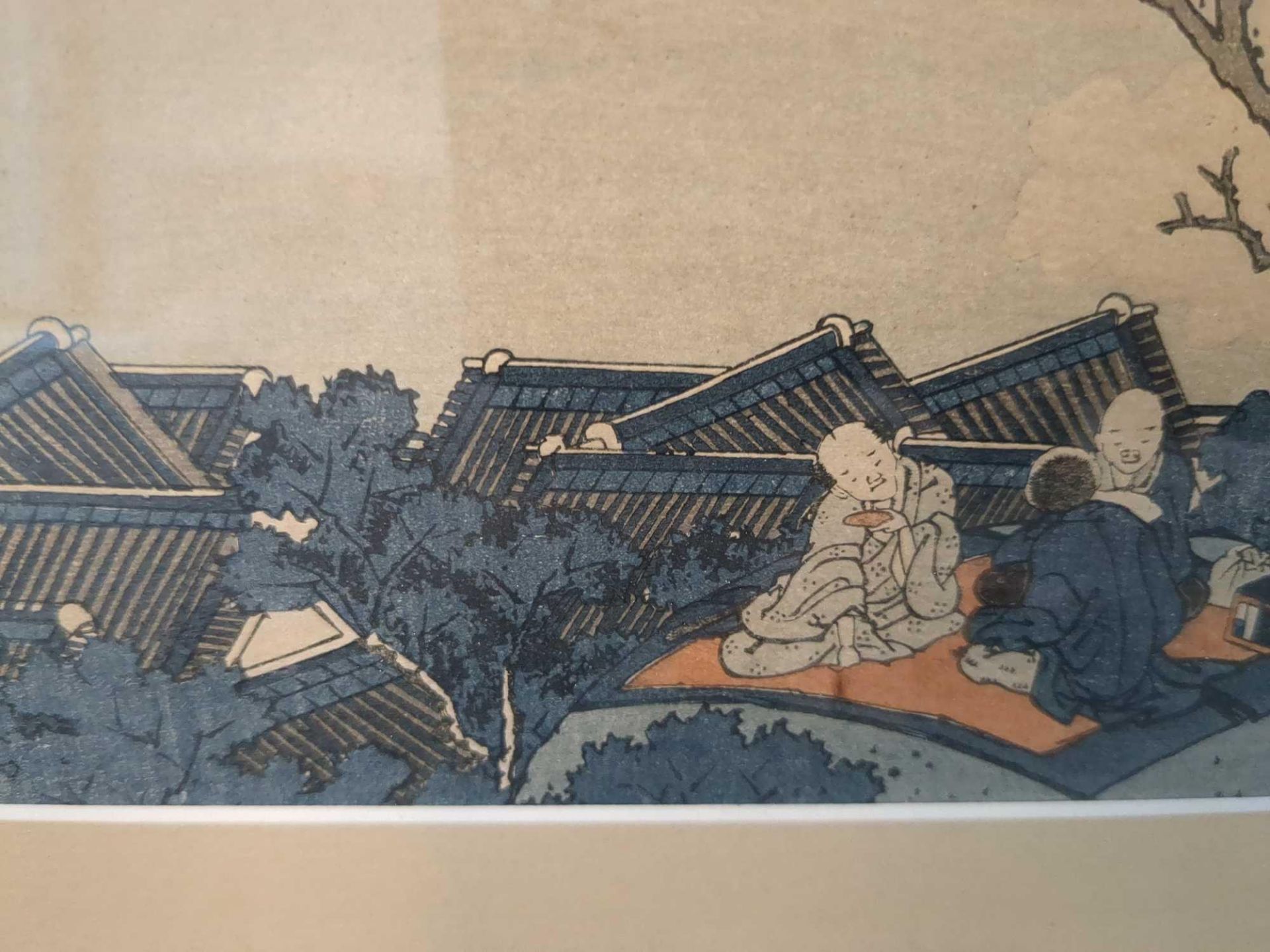 Art: Framed Asian woodblock water color - Image 4 of 6