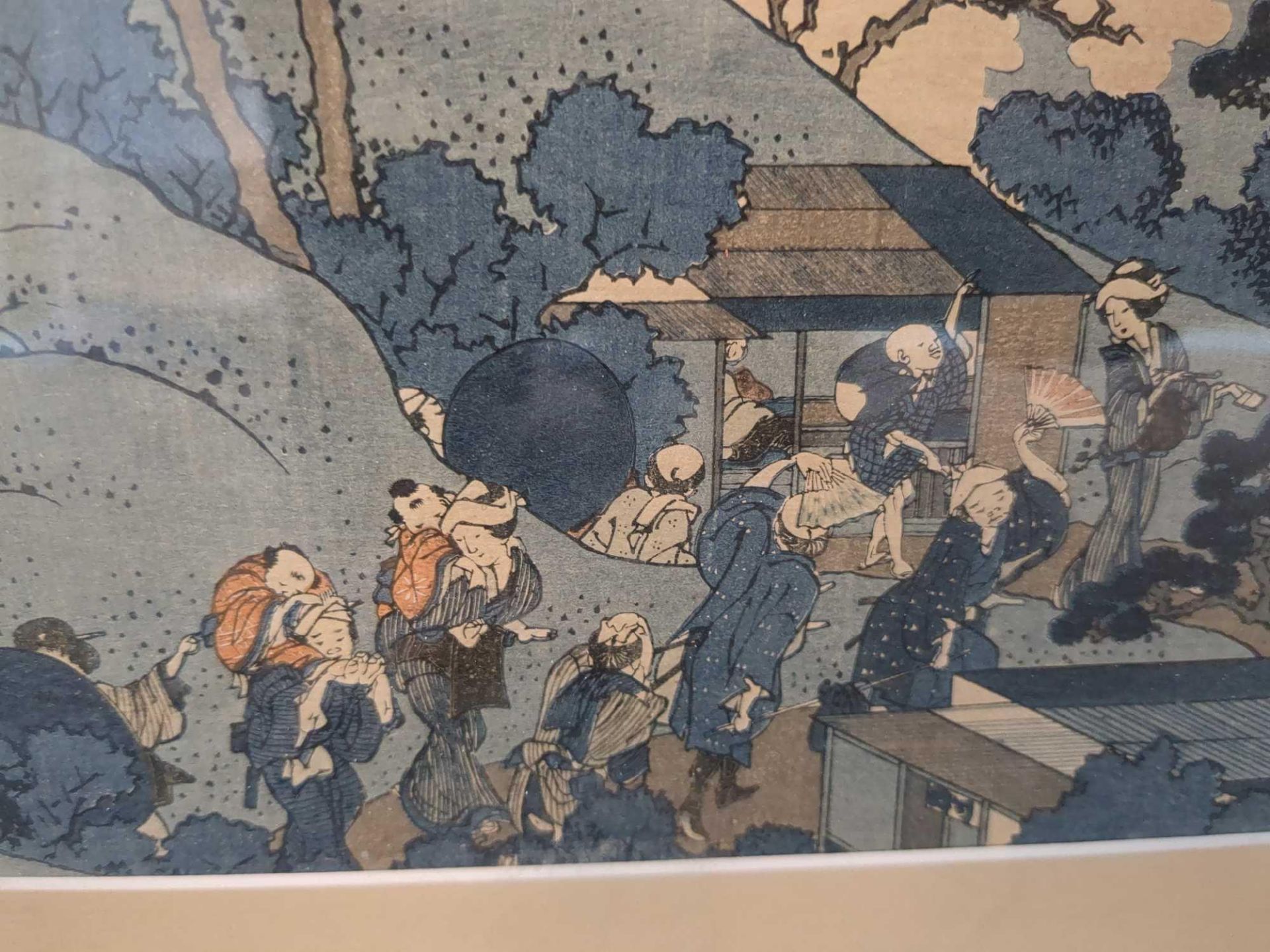 Art: Framed Asian woodblock water color - Image 3 of 6