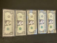 (5) 2013 $1 Santa Federal Reserve Notes