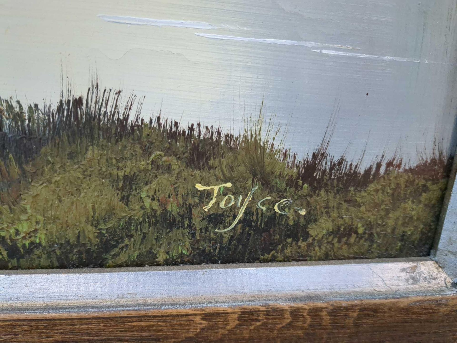 Art: Framed Oil on canvas River Mountain Scene by Joyce - Image 3 of 4