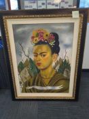 Art: Framed Frida Kahlo Painting on canvas