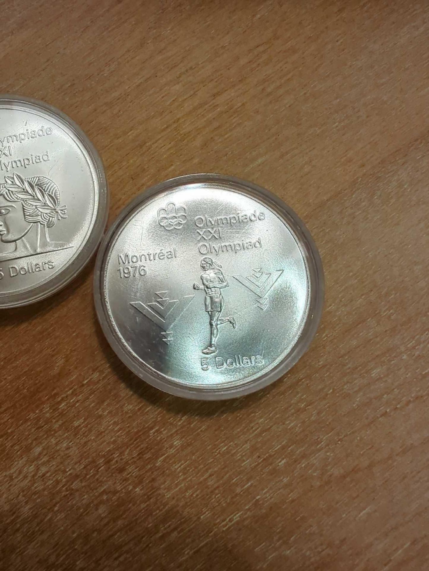 2 Queen Elizabeth Canadian Olympic 5 Dollar Silver Coins - Image 3 of 4