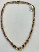 14K Yellow Gold 53.959 CTW, Sapphire Corundum & 5.91 CTW Diamond Necklace