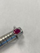 18K White & Rose Gold Lady's Custom Made Diamon and Ruby Ring