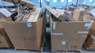 (2) pallets, push brooms/misc.