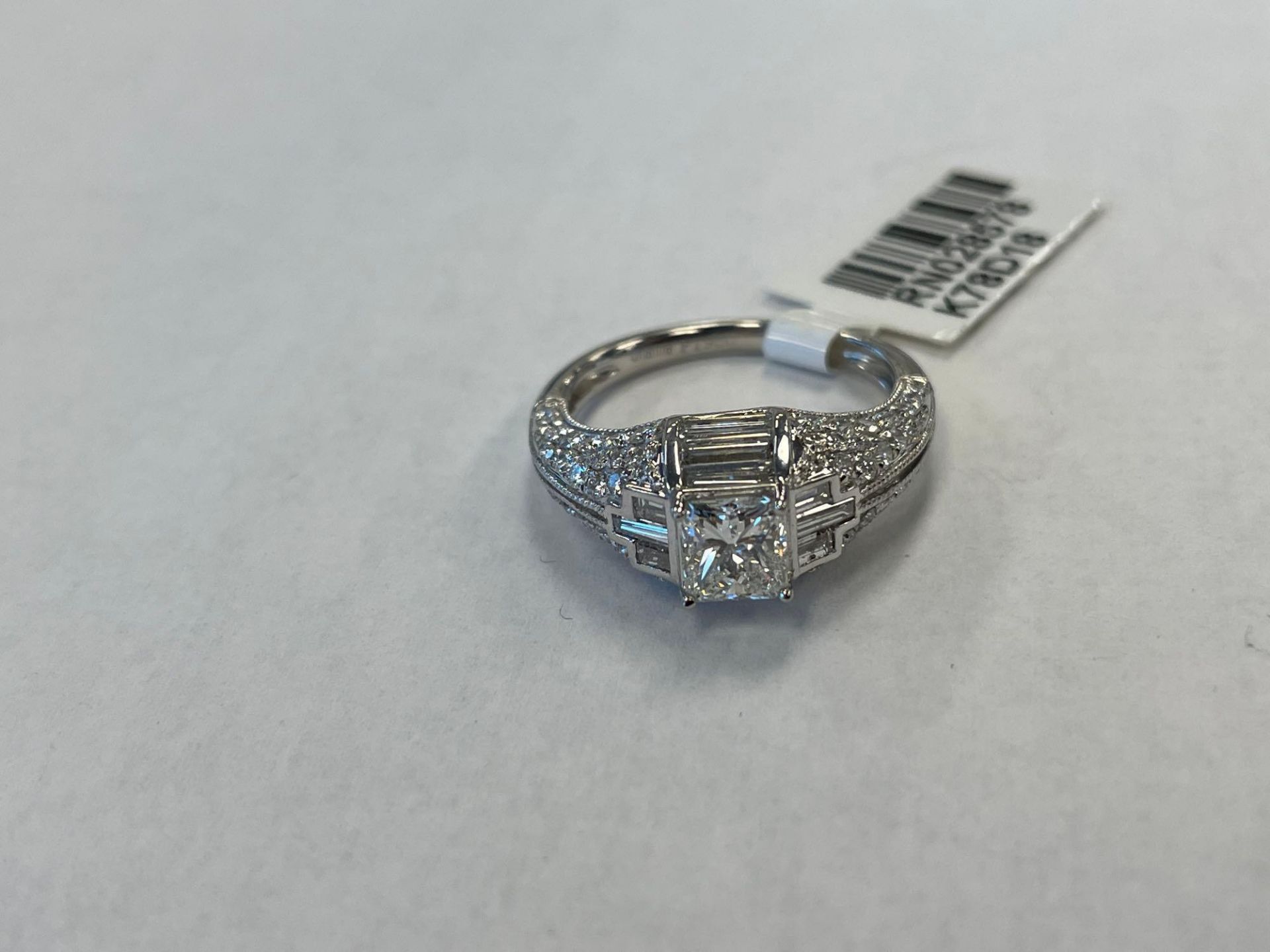 Platinum Diamond Ring .71 ct Center Diamond, 2.04 cts tw Diamond - Image 5 of 10
