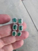 emerald and diamond dangle earrings 4.19 carat emerald 1.60 carat diamonds