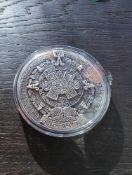 2022 South Korea Aztec Sun Stone 2oz Silver Antiqued Stacker