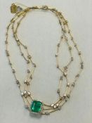 18K Yellow Gold 13.29 CTW, Colombian Emerald Beryl & 16.04 CTW Diamond Necklace