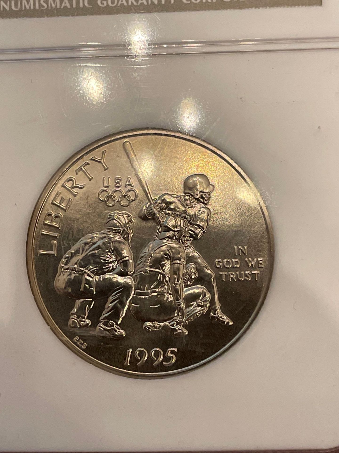 1995 s Olympic Silver 50C Baseball MS69 - Image 2 of 4