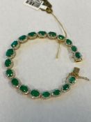 emerald and diamond 14 karat bracelet 11.9 carats emerald 3.33 carats diamond