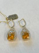 14 karat yellow gold 6.65 carat, fire opal and 2.4 carat diamonds