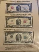 $2 Notes Folio Banknote Set "Red & Green Seals", uncut sheet