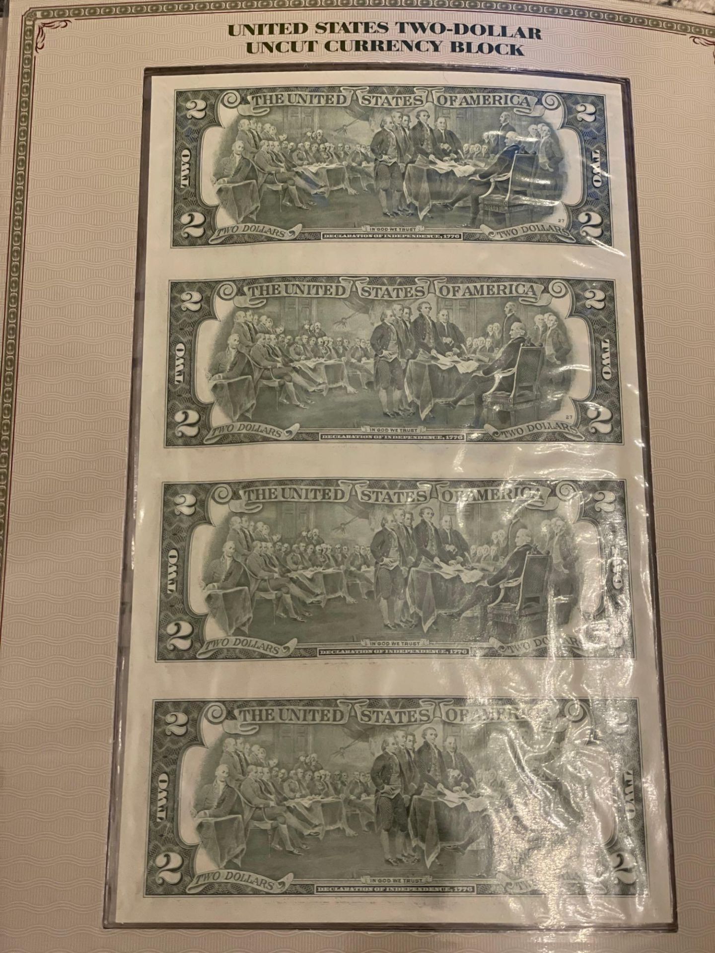 $2 Notes Folio Banknote Set "Red & Green Seals", uncut sheet - Image 7 of 8