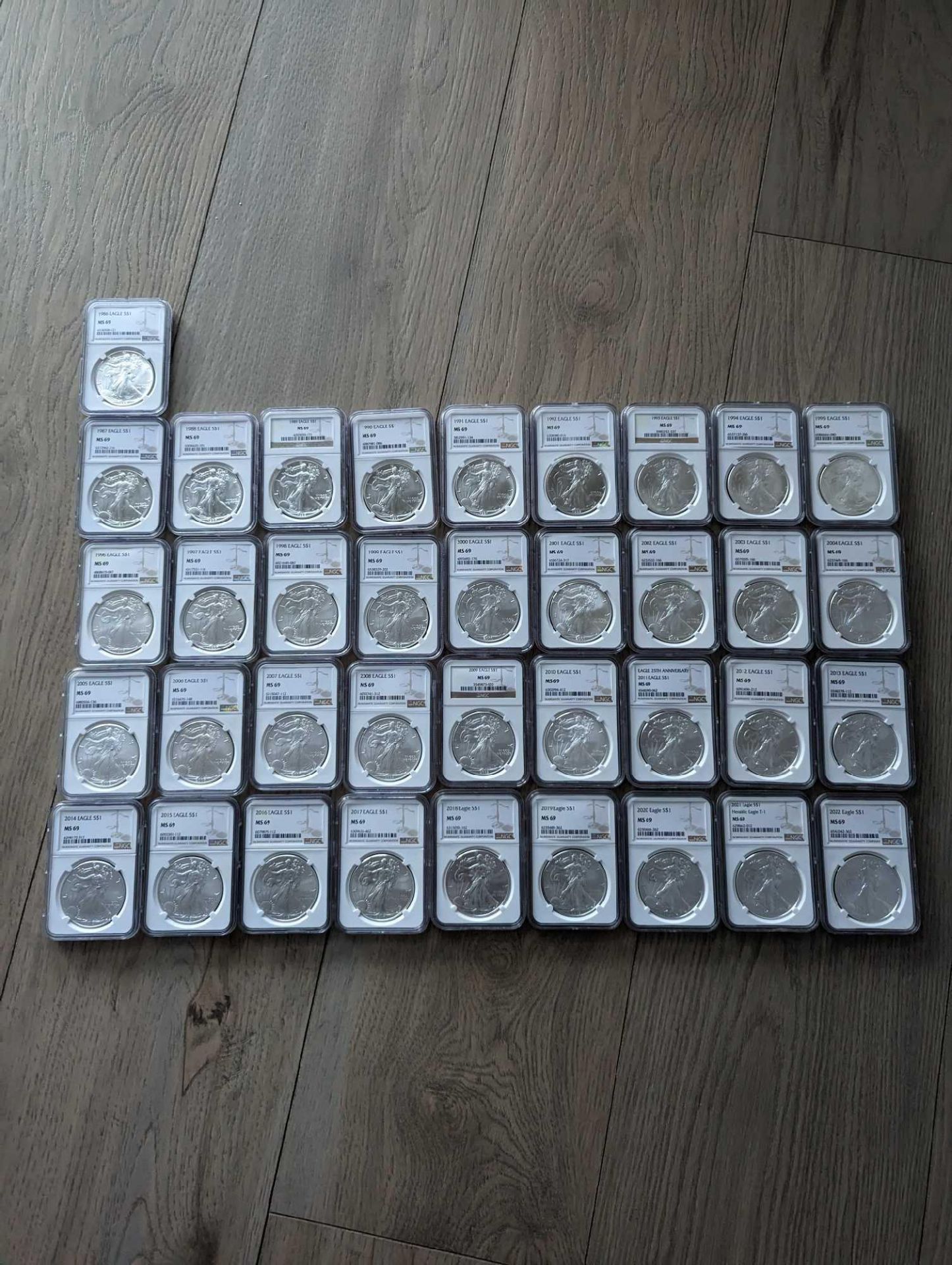 1986 to 2022. complete silver eagle PCGS set in boxes (37 eagles in sequential order) - Image 3 of 22