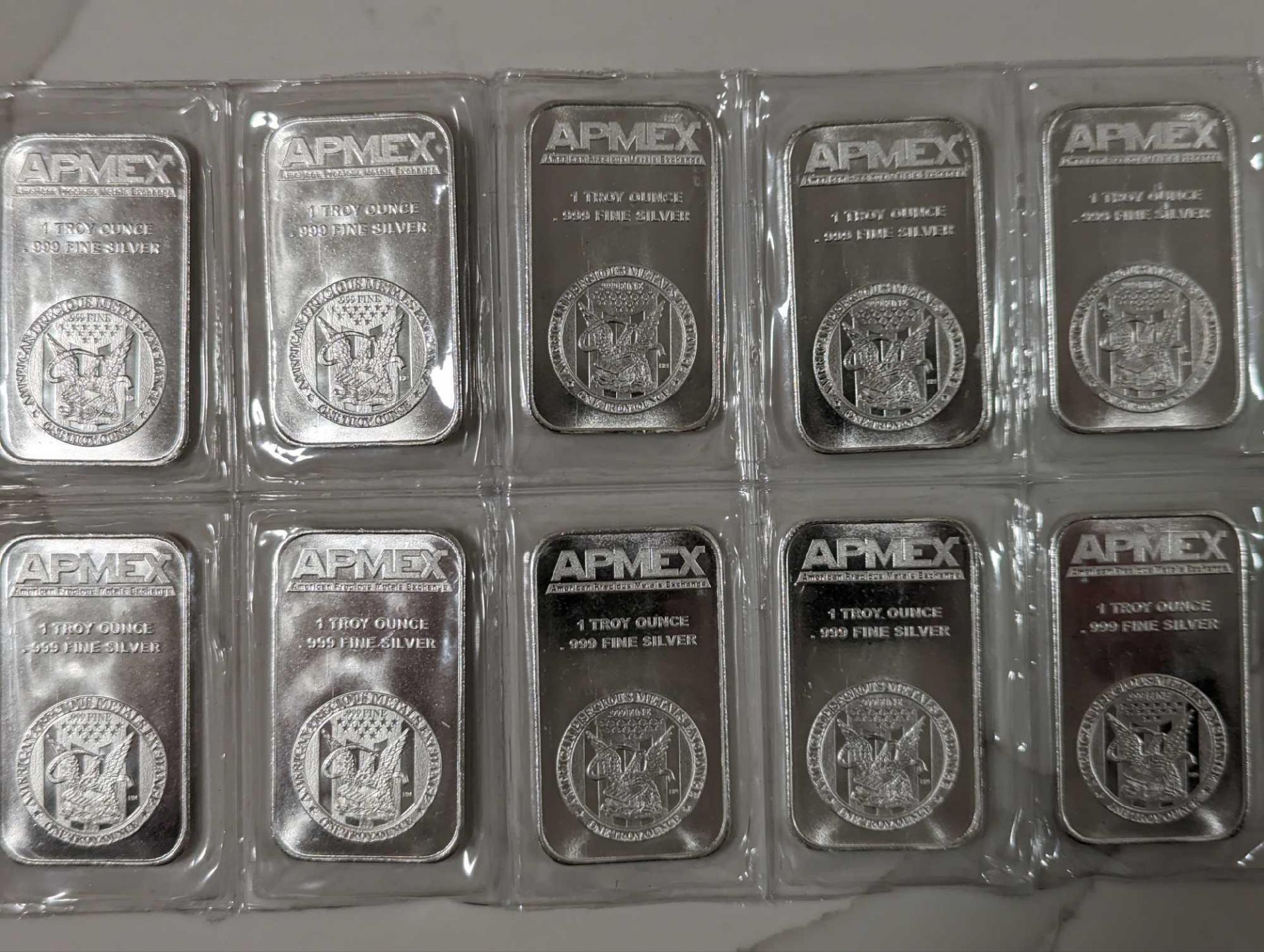 (10) 1 oz apmex silver bars