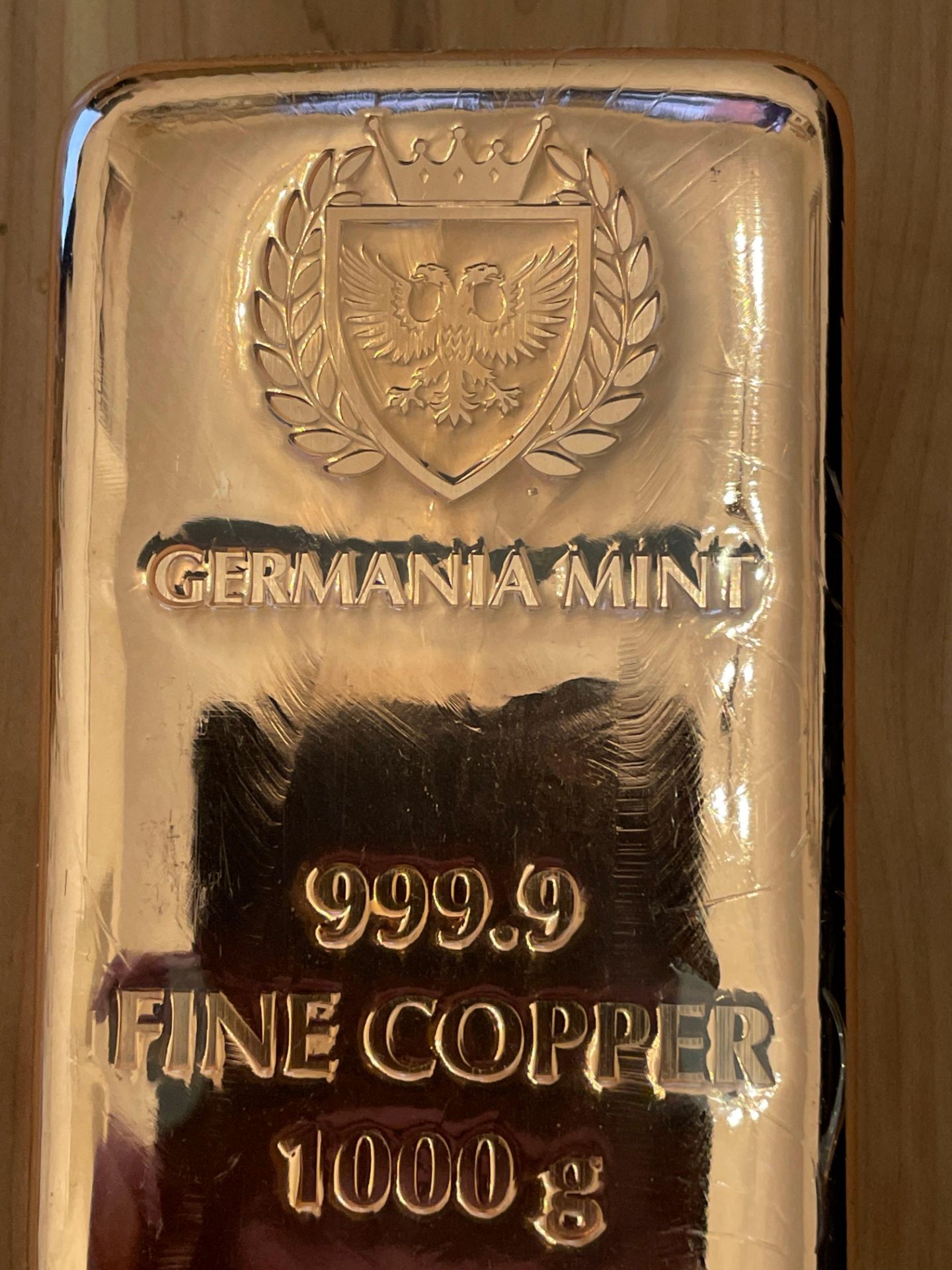 1000 g Fine Copper Bar, Germania Mint - Image 2 of 5