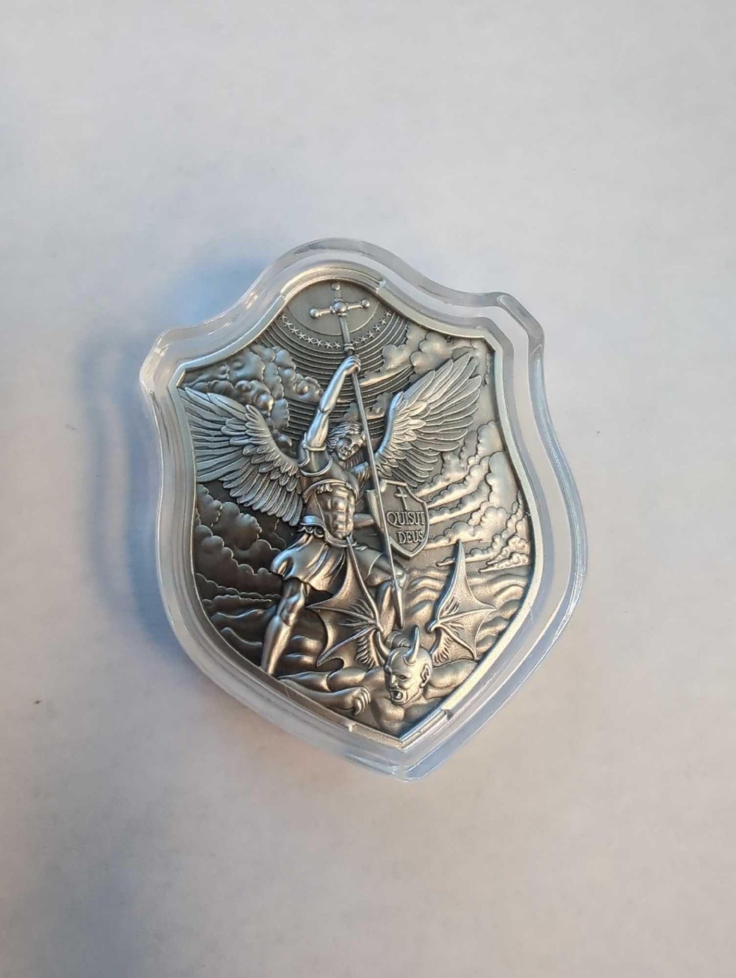 2 oz shield of St. Michael silver stacker