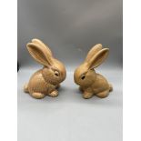 Two Brown Bunny Rabbits in Sylvac Style