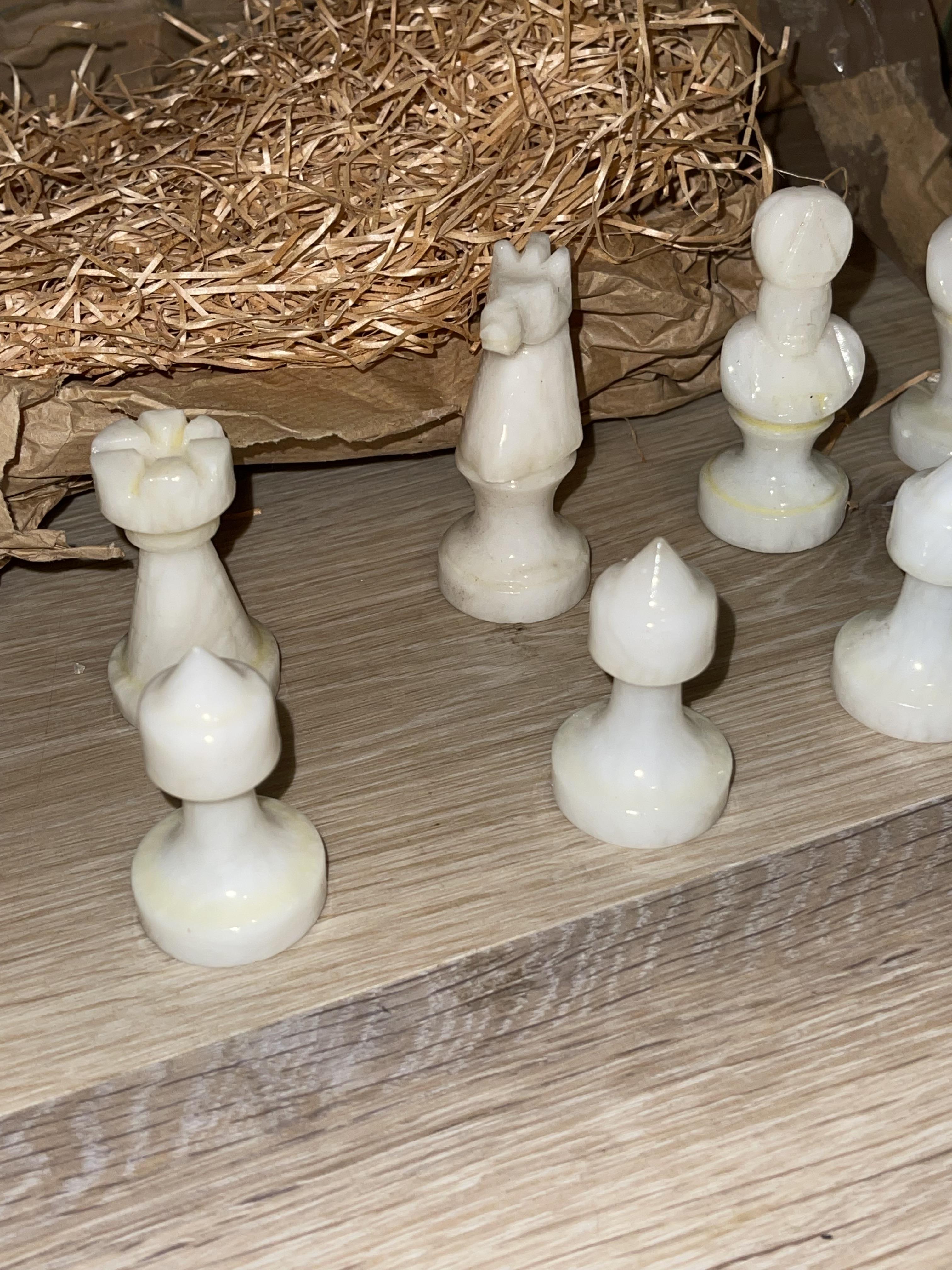 1980's Marble Black and White Chess Pieces, Boxed - Image 6 of 7