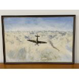 Framed Oil on Board - Spitfire ' 50th Anniversary