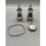 Pair of HM Silver Pepperettes, Silver Blacelet and