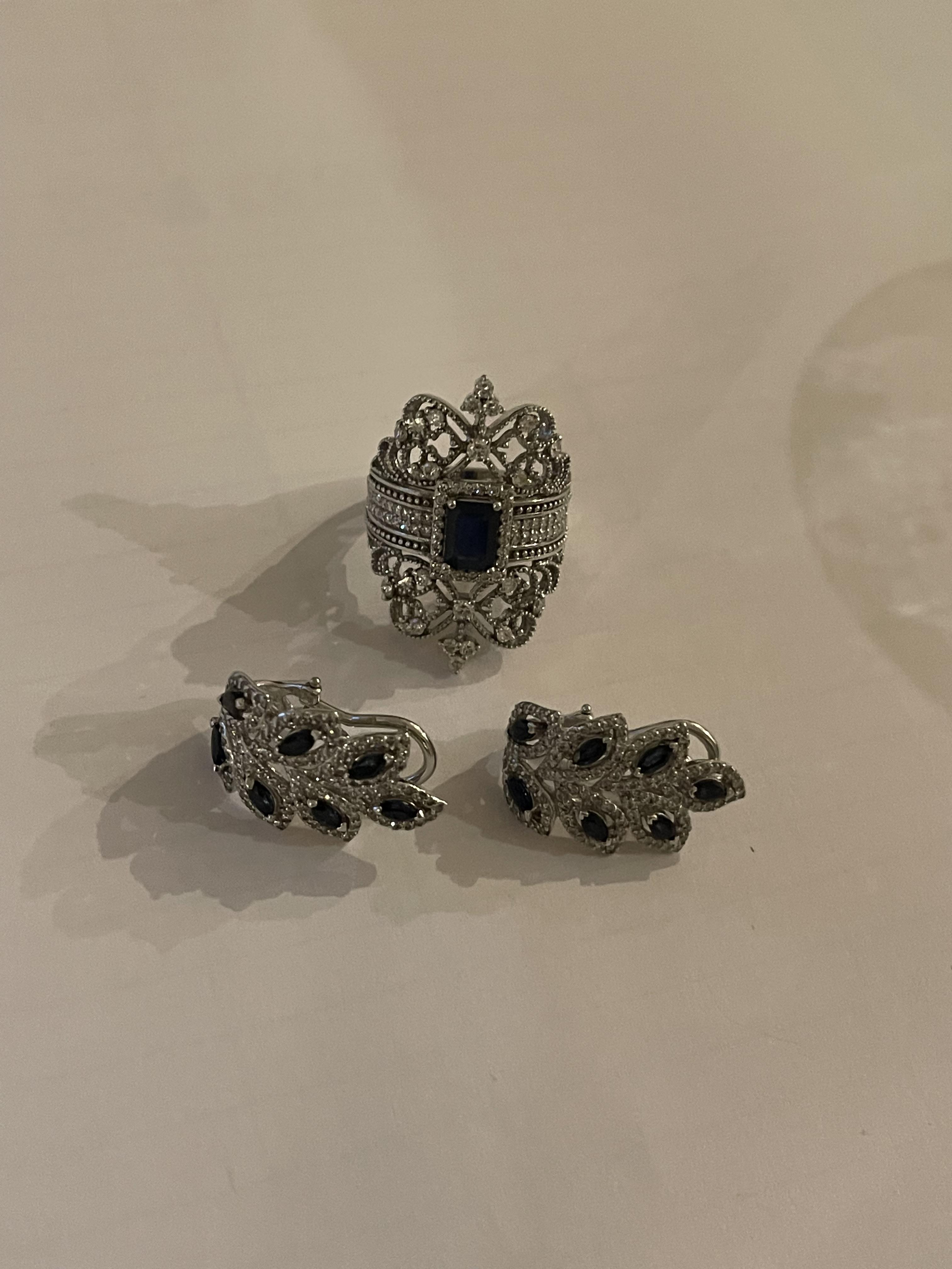 Chinese Hallmarked 14ct Gold Diamond and Sapphire - Image 5 of 5