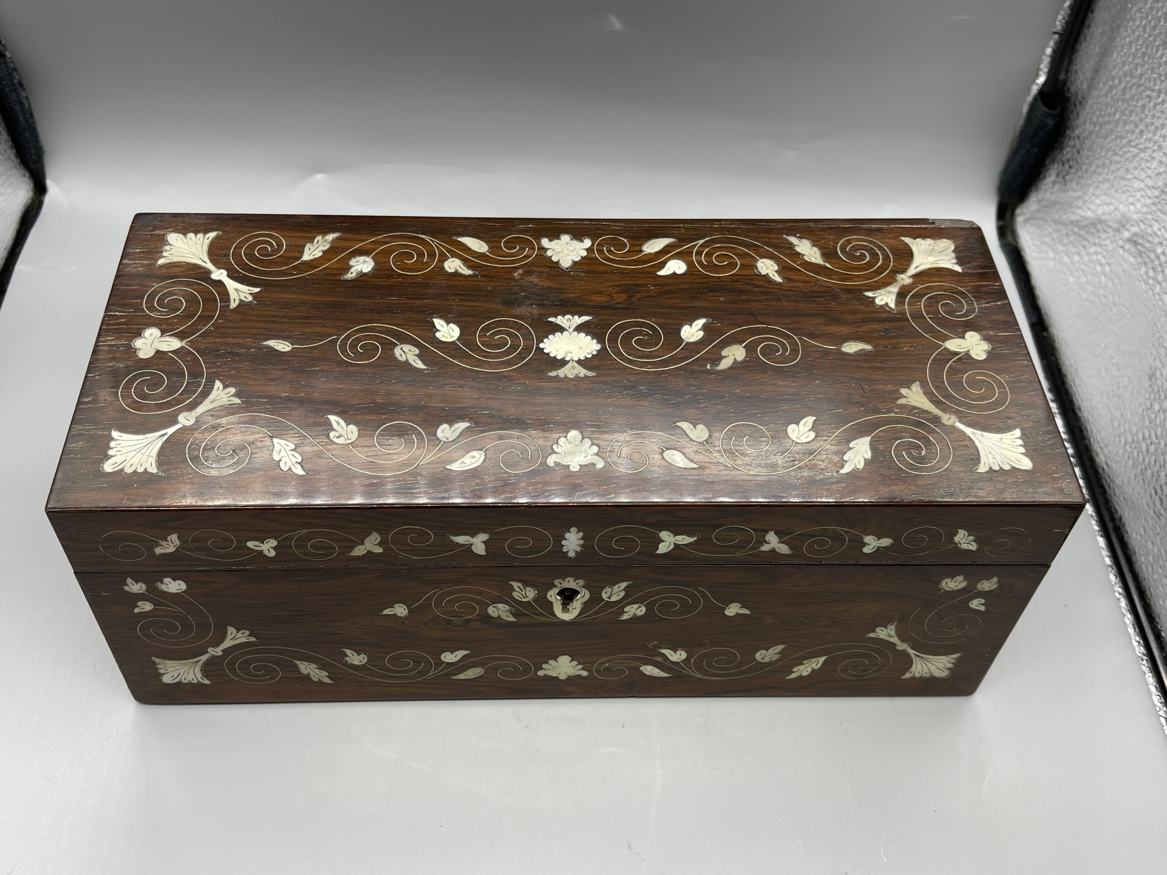 Rosewood Box in lovely condition for age along wit - Image 6 of 13