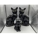 Beswick Black Zodiac Cats Facing Left and Right, a