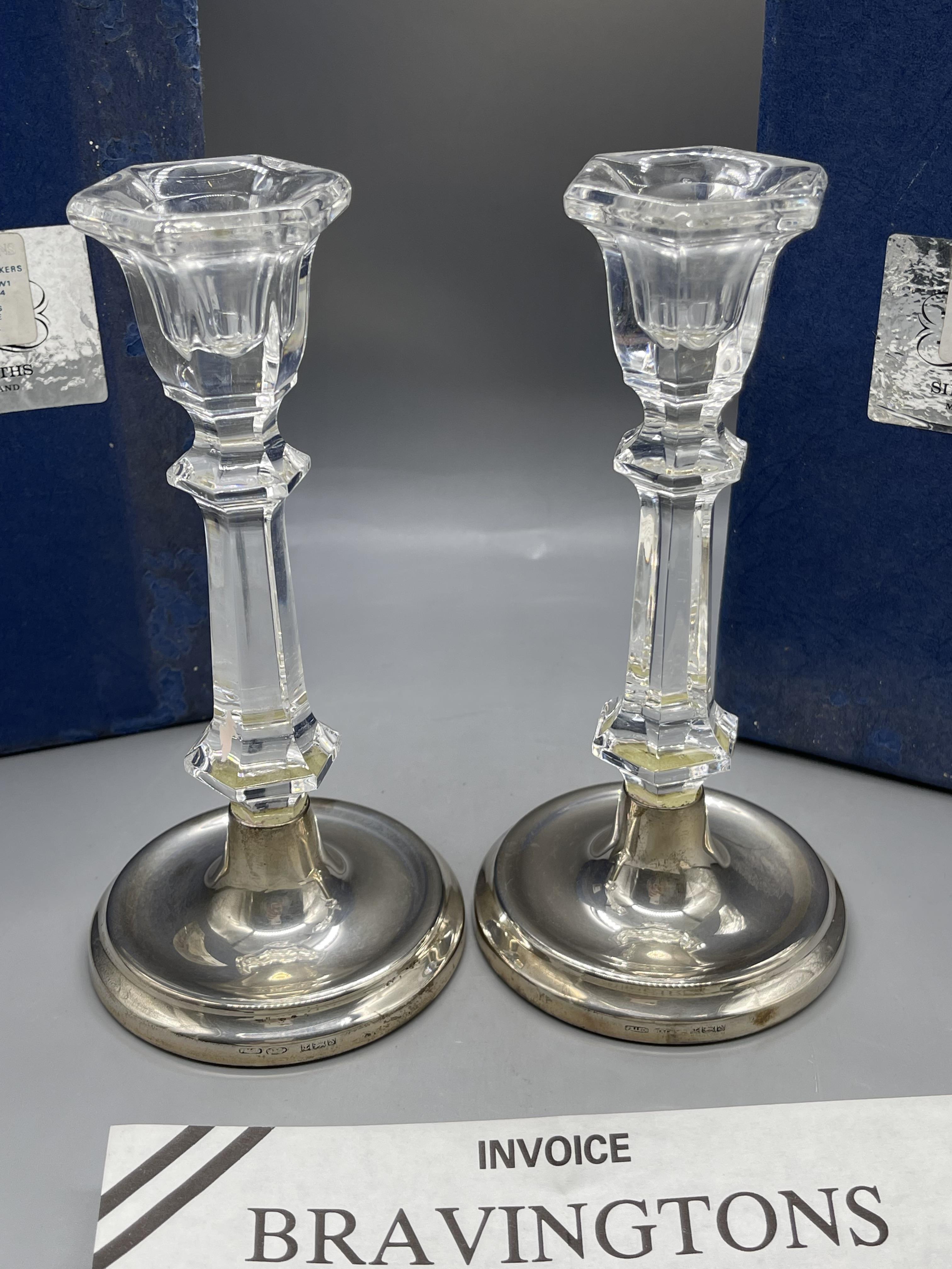 Pair of HM Silver Broadway & Co Candle Sticks. Box - Image 2 of 13