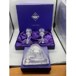 Boxed Pair of Edinburgh Cut Crystal Etched Thistle