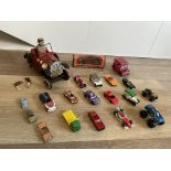 Assorted vintage vehicles to include Tin Plate and