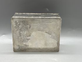 Chinese Hallmarked Solid Silver Cigarette Box, dep