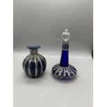 Vintage Sileda Blue Glass Scent Bottle / Small Vas