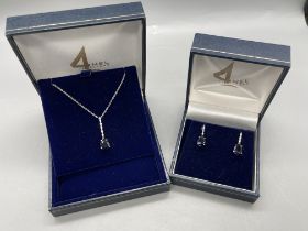 9ct Gold Sapphire Earring and Drop Pendant Set