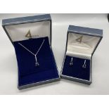 9ct Gold Sapphire Earring and Drop Pendant Set